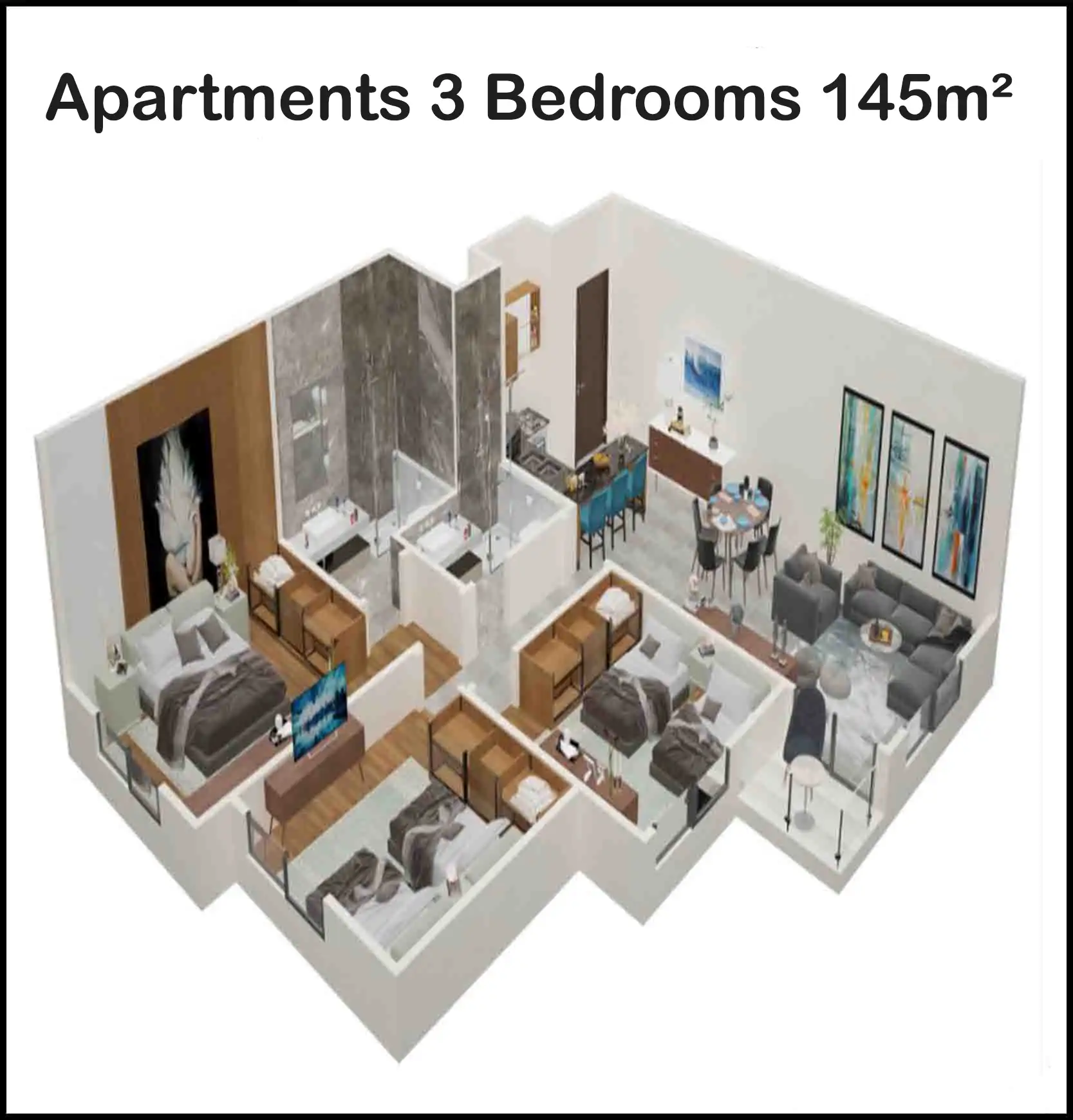 3 Bedrooms Apartment 145m² For Sale in Arab Contractors Compound Hurghada