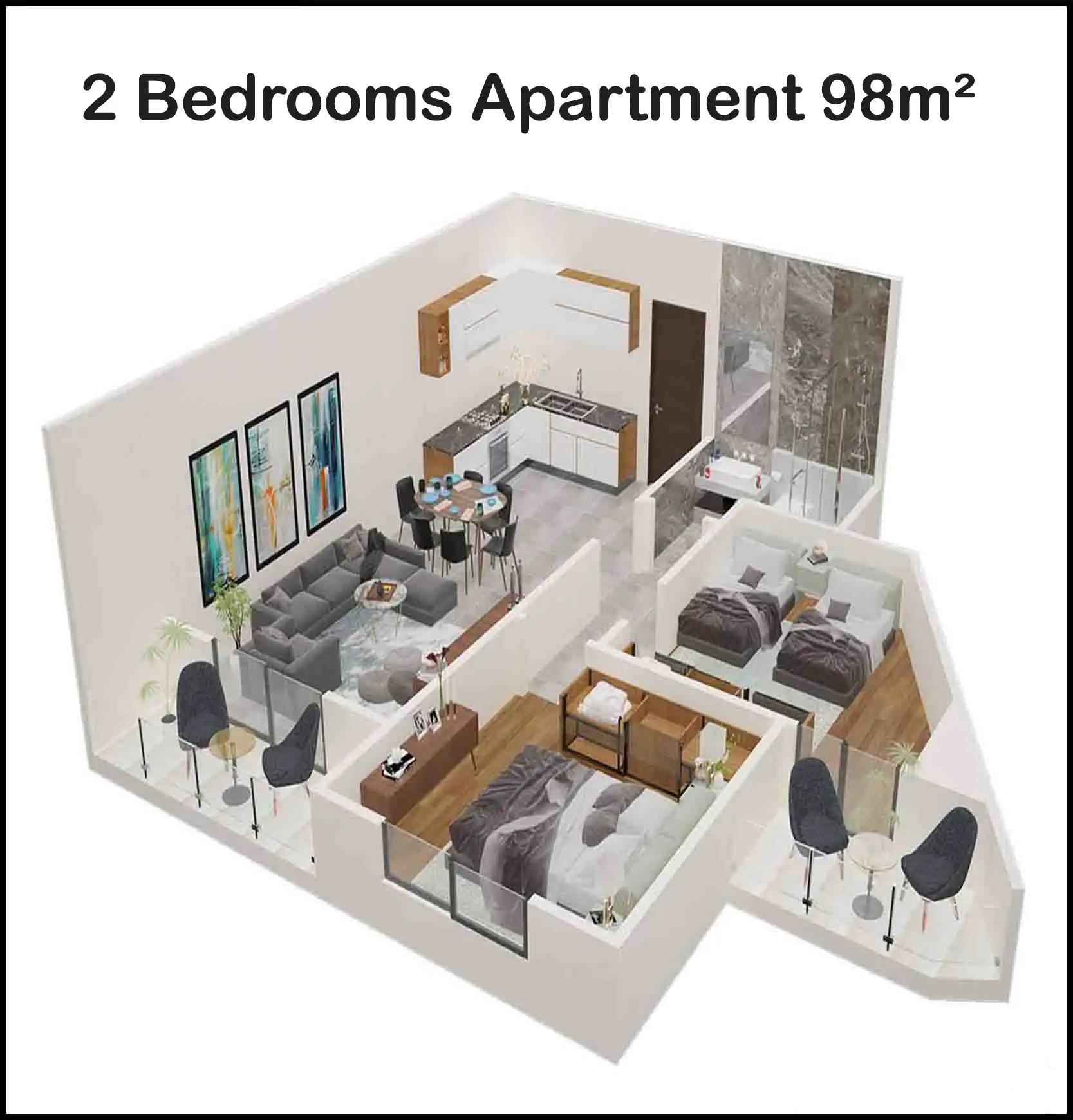 2 Bedrooms Apartment 98m² For Sale in Avenue Arab Contractors Compound Hurghada